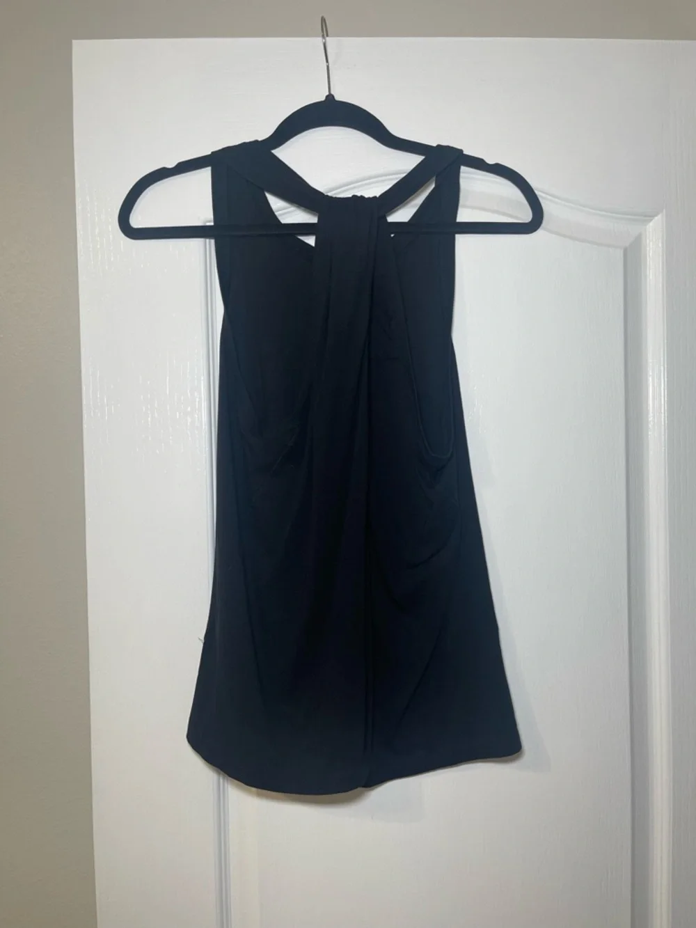 By Anthropologie Black Draped Knot Racerback Tank Top Sleeveless Size Small - Picture 6 of 14